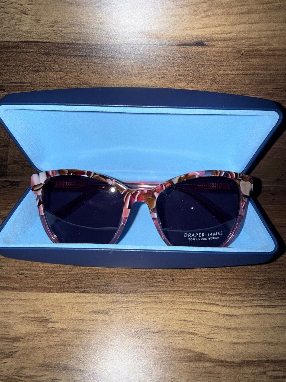 Draper James DJ7044 651 Blush Tortoise Women's Cat Eye Sunglasses 55mm Hard Case